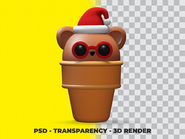 Helado de oso 3d con fondo de transparencia