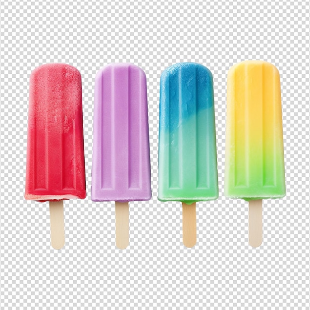 El helado de popsicle establece diferentes colores aislados en un fondo transparente