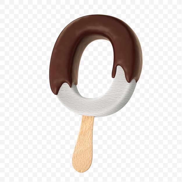 Helado de vainilla derretido con chocolate con leche oscura letra del alfabeto o diseño aislado