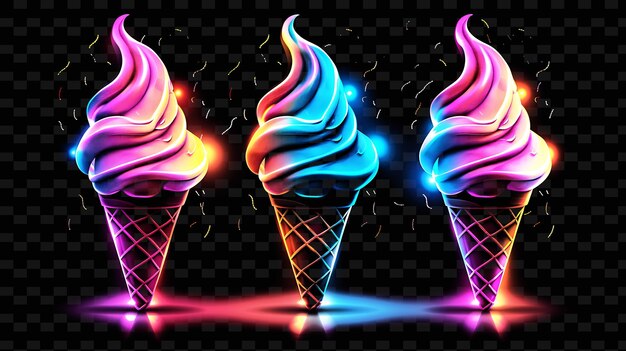 PSD helados en un fondo negro con luces de colores