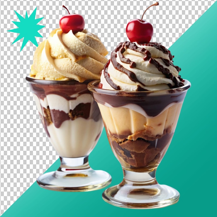 PSD helados de vainilla y chocolate aislados sobre un fondo transparente