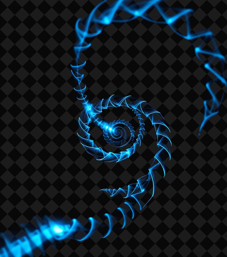 PSD helical rayos x tendrils de sacacorchos de cian e índigo twist y sp y2k inspirediral emitiendo una suave e