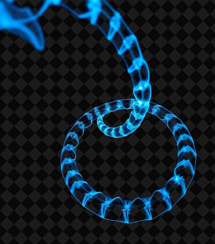 PSD helical rayos x tendrils de sacacorchos de cian e índigo twist y sp y2k inspirediral emitiendo una suave e