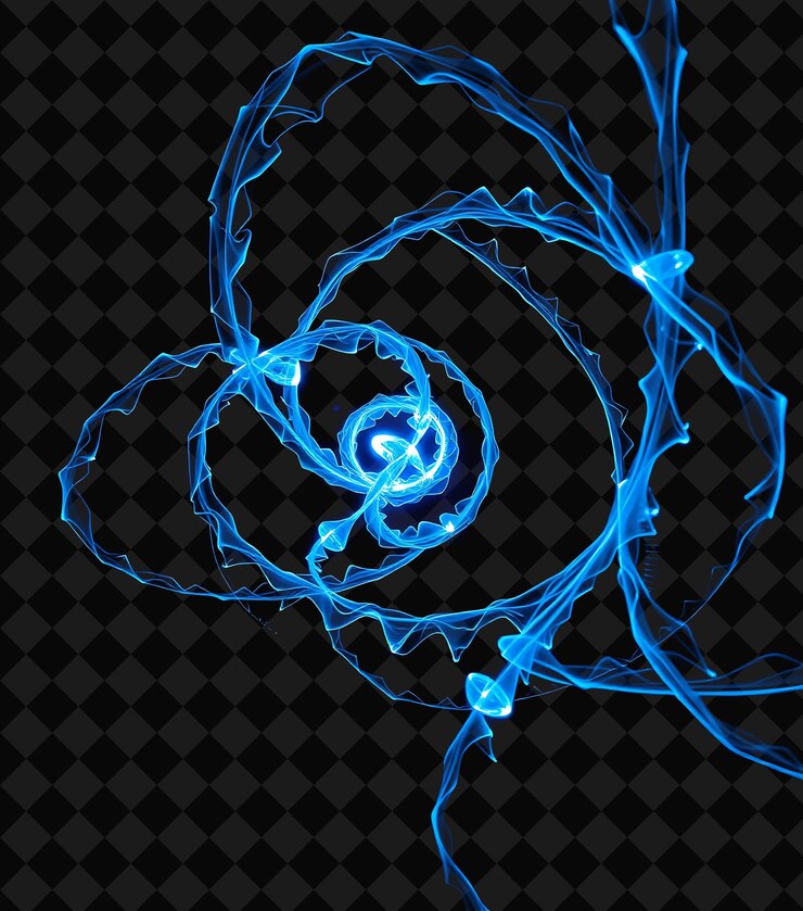PSD helical rayos x tendrils de sacacorchos de cian e índigo twist y sp y2k inspirediral emitiendo una suave e