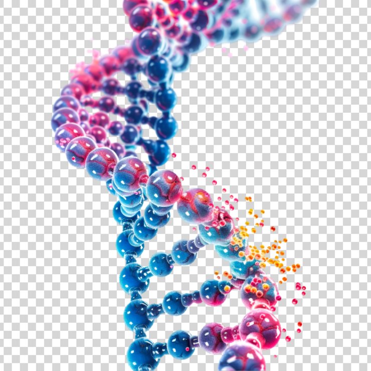 PSD hélice de adn colorida en 3d elemento de secuencia aislado sobre un fondo transparente
