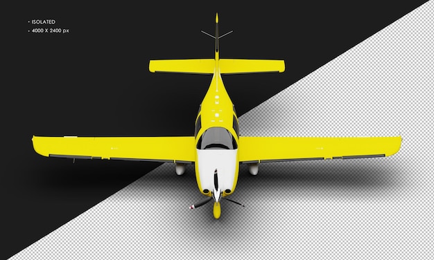 Hélice jaune mat réaliste isolé faible hélice à moteur unique avion léger à aile basse de