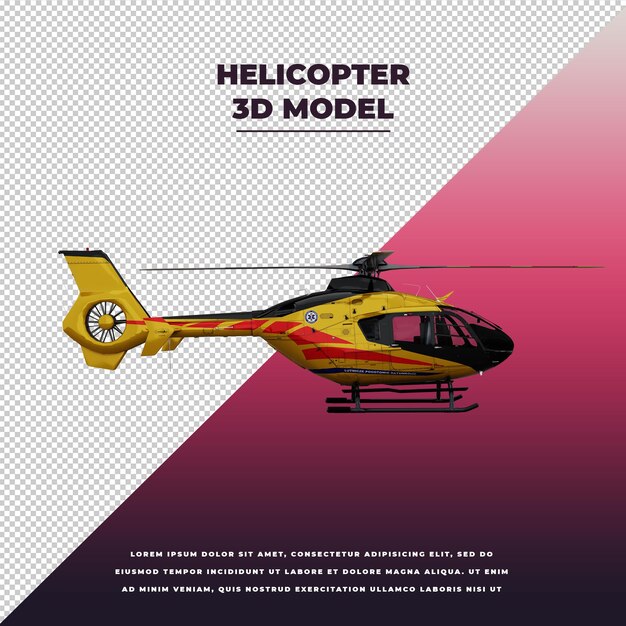 Helicóptero 3d isolado