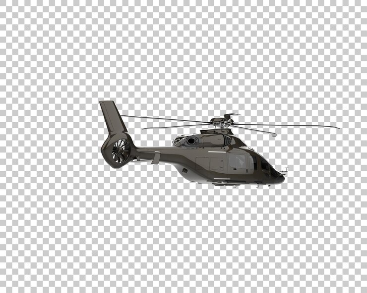PSD helicóptero aislado en el fondo ilustración de renderización 3d