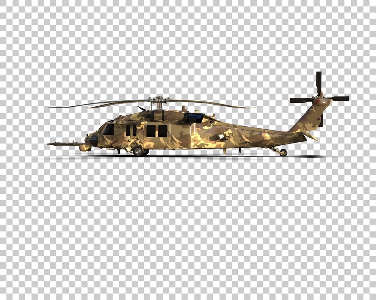 PSD helicóptero aislado en el fondo ilustración de renderización 3d