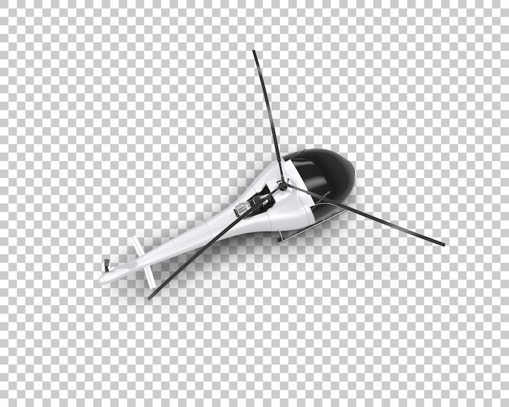 PSD helicóptero aislado en el fondo ilustración de renderización 3d