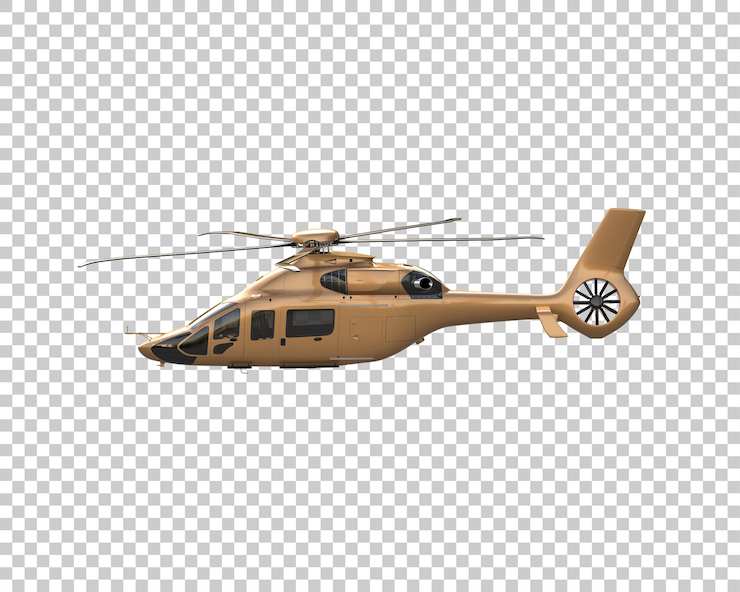 PSD helicóptero aislado en el fondo ilustración de renderización 3d