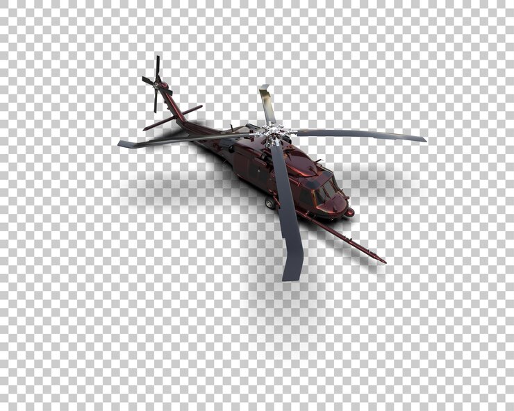 PSD helicóptero aislado en el fondo ilustración de renderización 3d