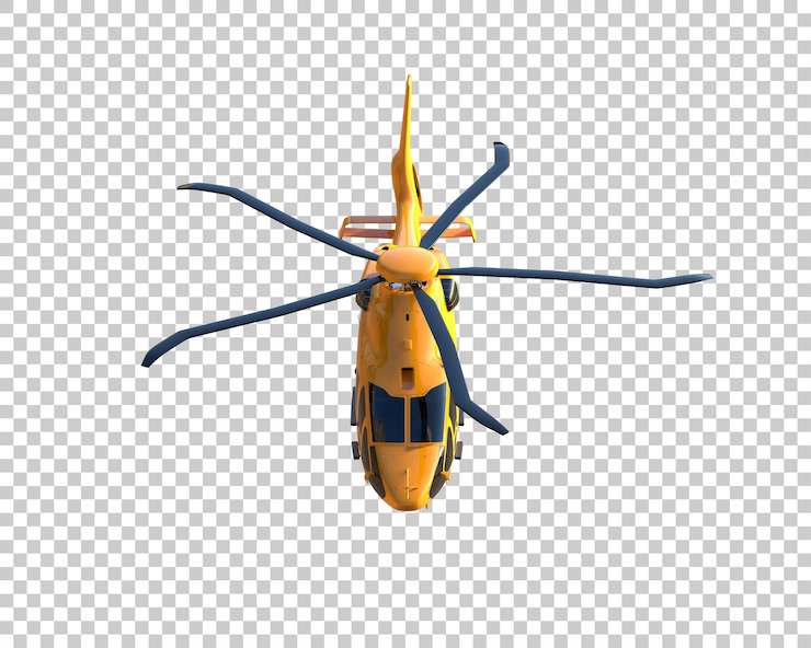 PSD helicóptero aislado en el fondo ilustración de renderización 3d