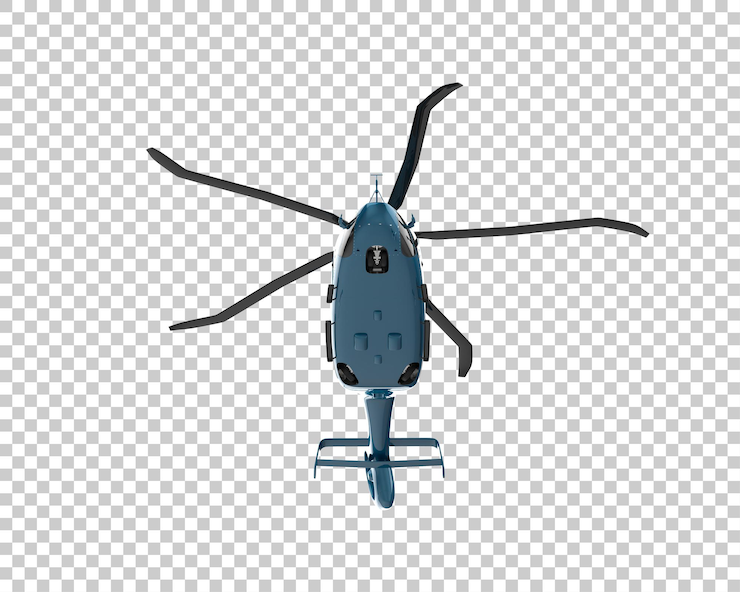 PSD helicóptero aislado en el fondo ilustración de renderización 3d