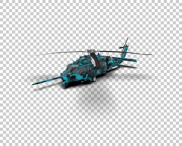 PSD helicóptero aislado en el fondo ilustración de renderización 3d