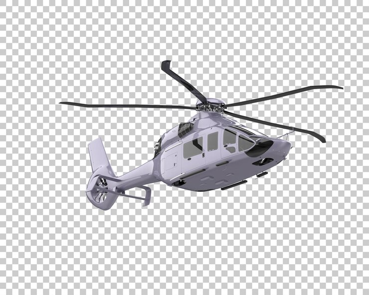 PSD helicóptero aislado en el fondo ilustración de renderización 3d