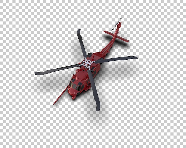 PSD helicóptero aislado en el fondo ilustración de renderización 3d