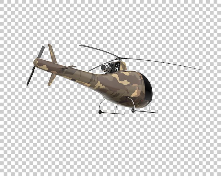 PSD helicóptero aislado en el fondo ilustración de renderización 3d