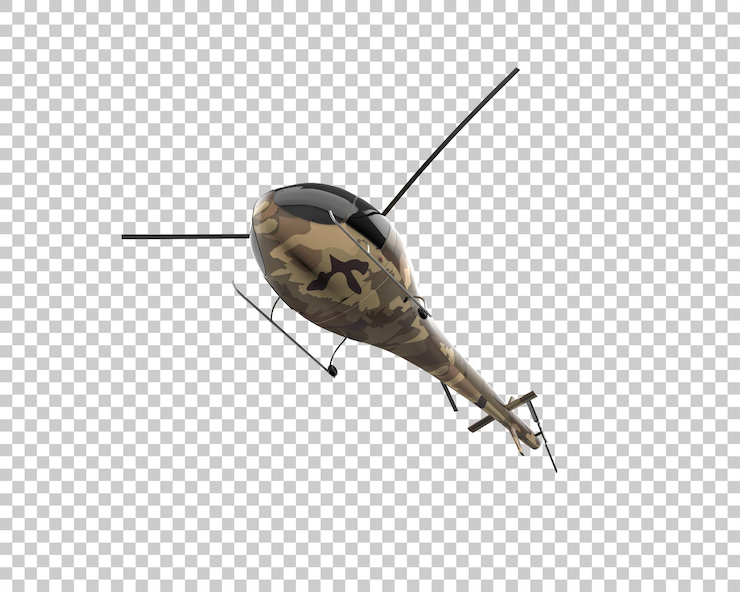 PSD helicóptero aislado en el fondo ilustración de renderización 3d