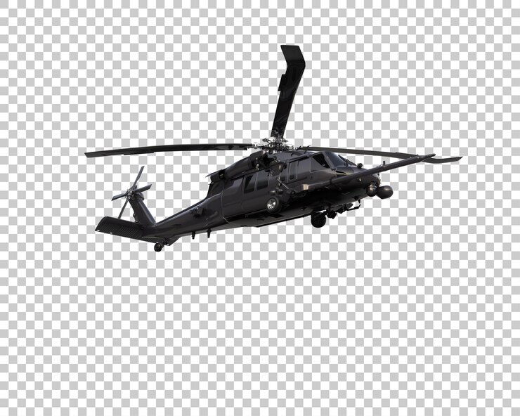 PSD helicóptero aislado en el fondo ilustración de renderización 3d