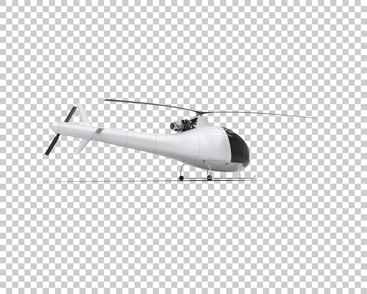 PSD helicóptero aislado en el fondo ilustración de renderización 3d