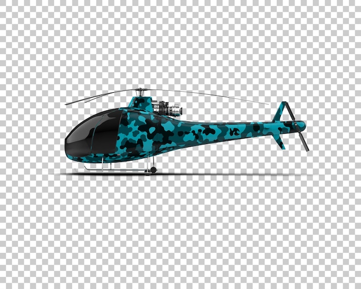 PSD helicóptero aislado en el fondo ilustración de renderización 3d