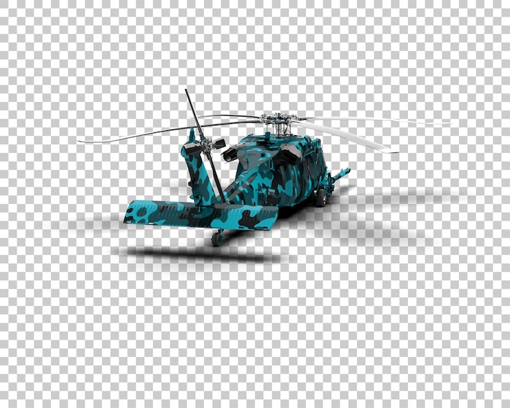 PSD helicóptero aislado en el fondo ilustración de renderización 3d