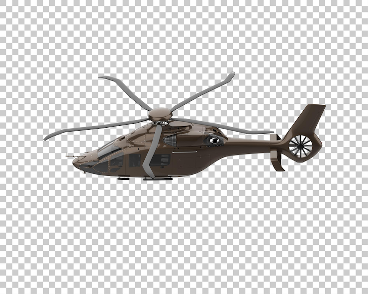 PSD helicóptero aislado en el fondo ilustración de renderización 3d