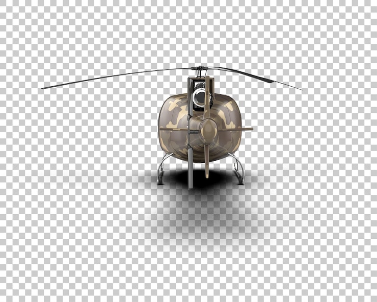 PSD helicóptero aislado en el fondo ilustración de renderización 3d