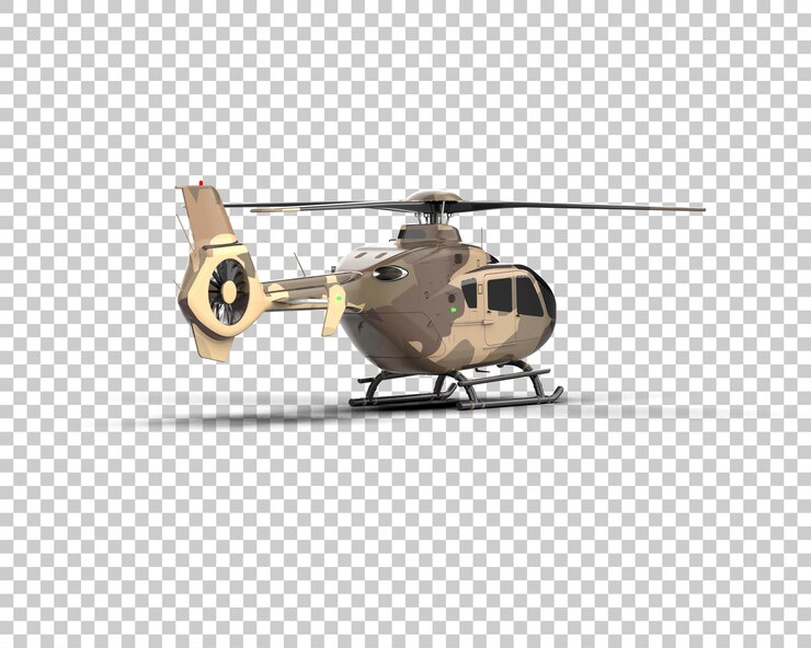 PSD helicóptero aislado en el fondo ilustración de renderización 3d