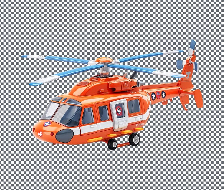 PSD helicóptero de ambulancia de juguete aislado sobre un fondo transparente
