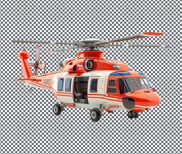 PSD helicóptero de ambulancia de juguete aislado sobre un fondo transparente