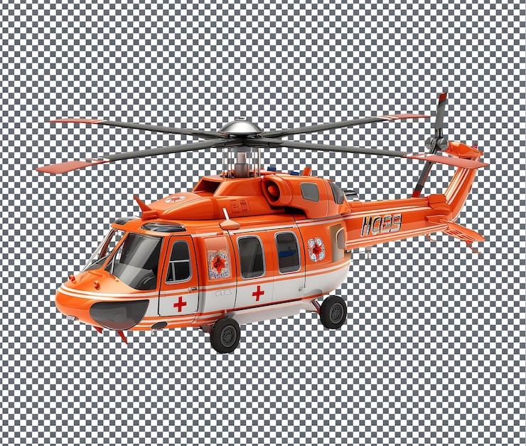 PSD helicóptero de ambulancia de juguete aislado sobre un fondo transparente