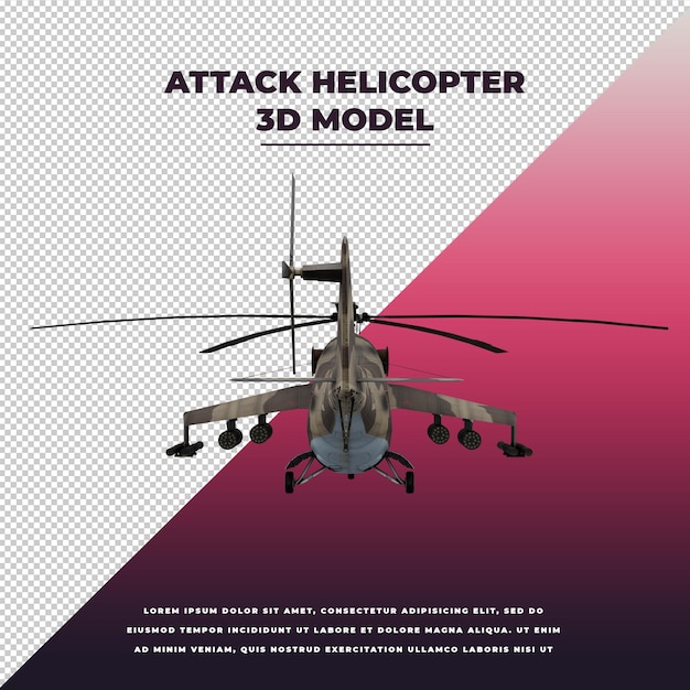 PSD helicóptero de ataque 3d aislado