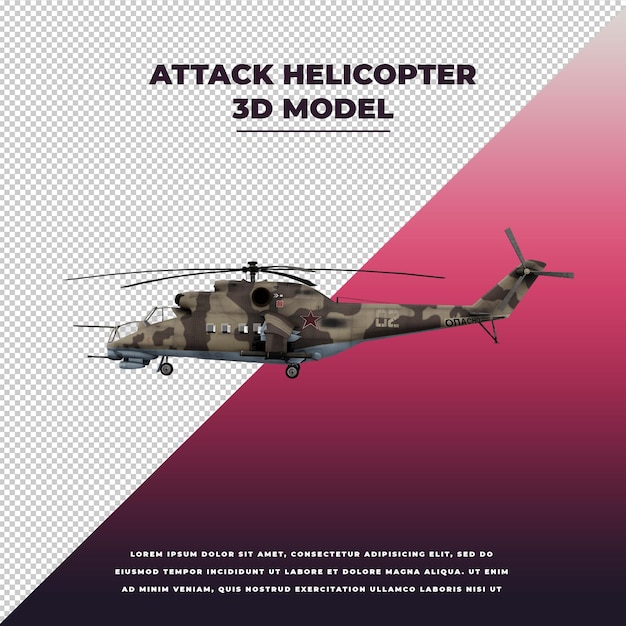 Helicóptero de ataque 3d isolado