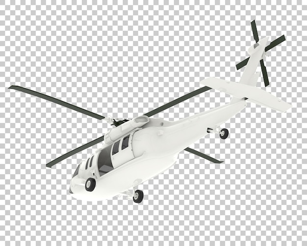 Helicóptero de guerra na ilustração de renderização 3d de fundo transparente