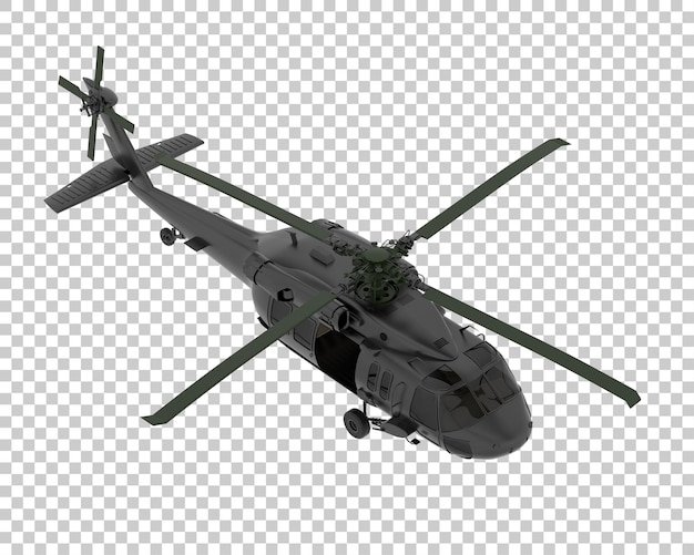 Helicóptero de guerra na ilustração de renderização 3d de fundo transparente