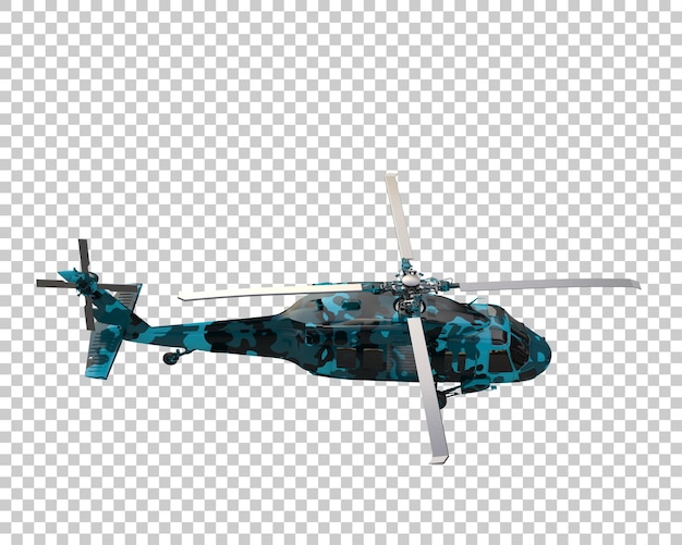 Helicóptero de guerra aislado en el fondo Ilustración de renderización 3D