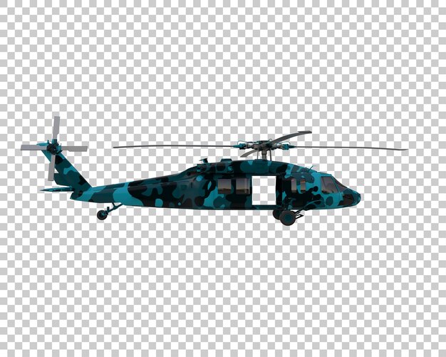 Helicóptero de guerra aislado en el fondo Ilustración de renderización 3D