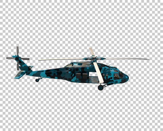 Helicóptero de guerra aislado en el fondo Ilustración de renderización 3D