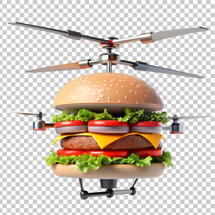 PSD helicóptero de hamburguesa en un fondo transparente