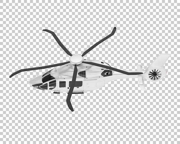 Helicóptero en la ilustración de renderizado 3d de fondo transparente