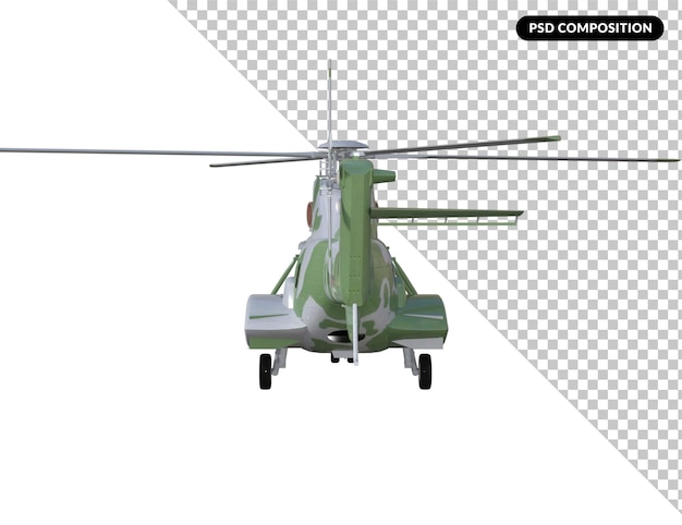 PSD helicóptero militar isolado renderização em 3d