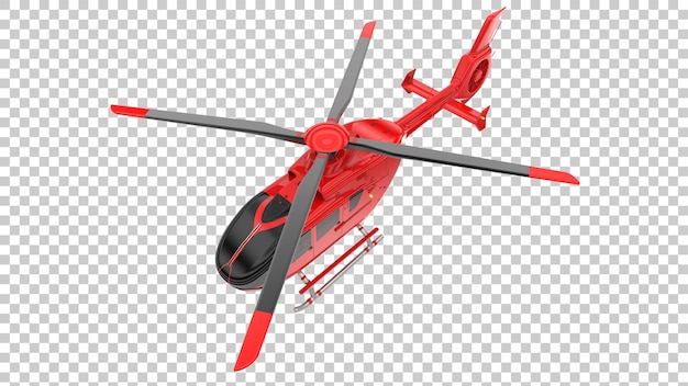 Helicóptero moderno na ilustração de renderização 3d de fundo transparente