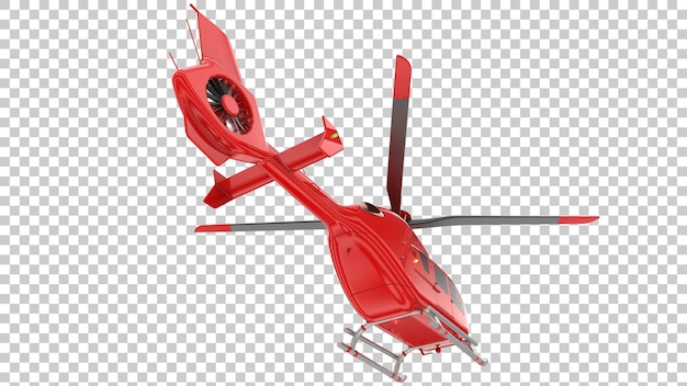 Helicóptero moderno na ilustração de renderização 3d de fundo transparente