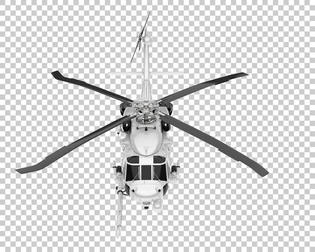 Helicóptero na ilustração de renderização 3d de fundo transparente