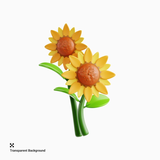 Helle Sonnenblumenblüte 3D-Ikonen-Illustration