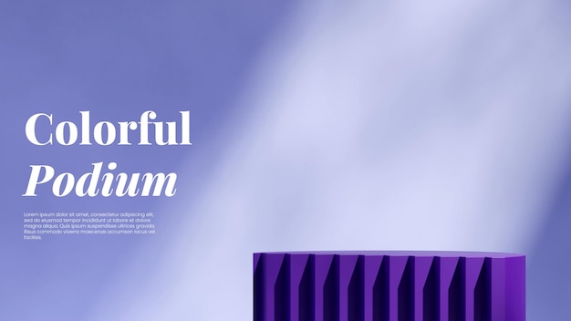 helles hellviolettes Wandrendering 3D-Leermodell dunkelviolettes Podium in der Landschaft