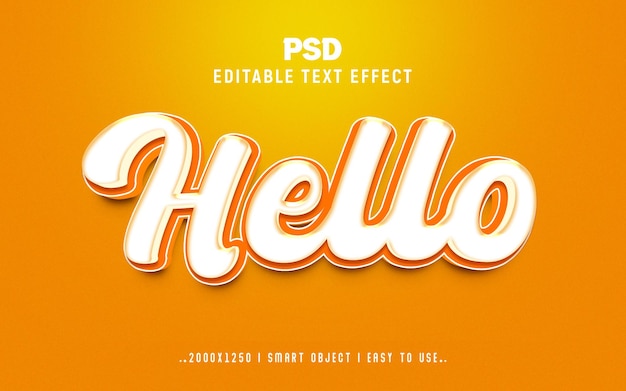 hello 3d editable psd text effect style