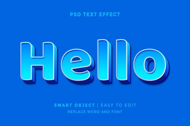 PSD hello 3d-text-effekt vollständig bearbeitbar 2024 in photoshop